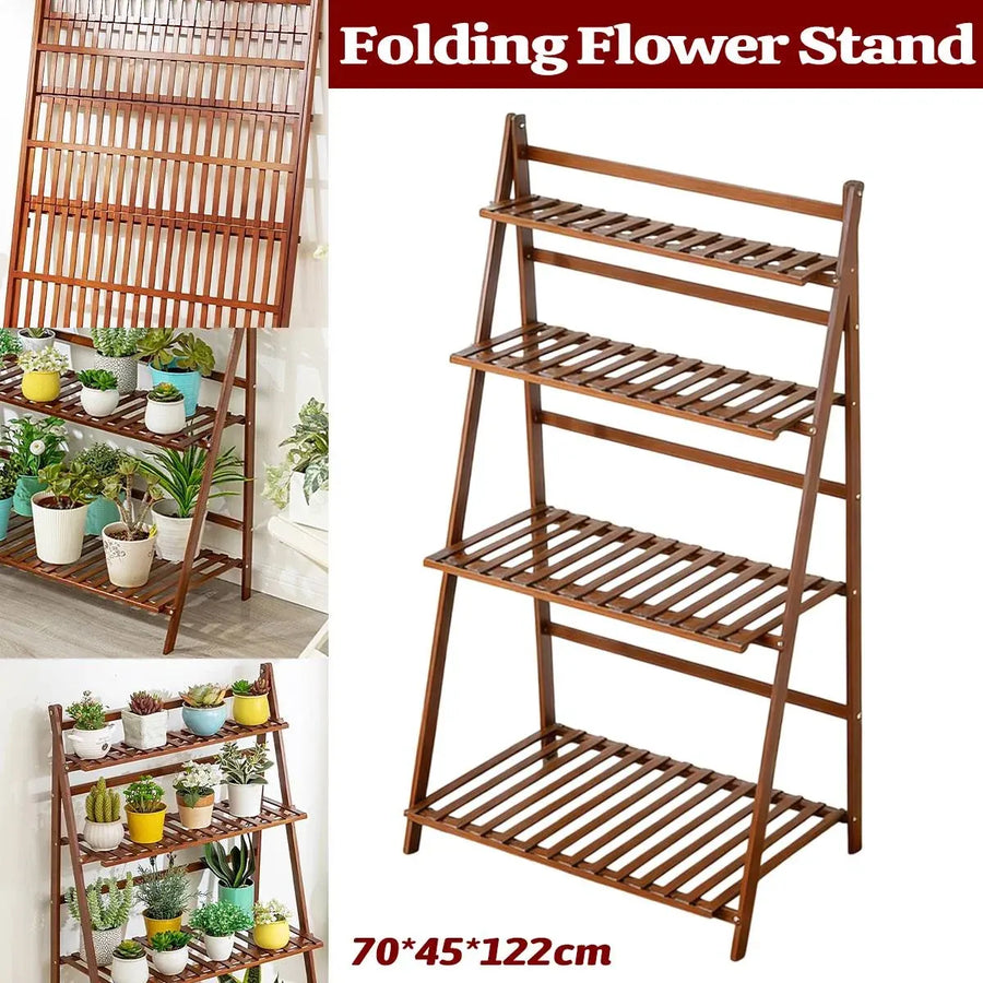 4 Tier Indoor Folding Plant Stand Shelf Rack Corner For Living Room Balcony