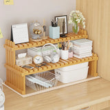 2 Tier Bamboo Plant Stand Flower Pot Rack Indoor Outdoor Patio Garden Shelf - 45-Degree Angle