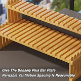 2 Tier Bamboo Plant Stand Flower Pot Rack Indoor Outdoor Patio Garden Shelf - Close-Up Angle