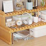 2 Tier Bamboo Plant Stand Flower Pot Rack Indoor Outdoor Patio Garden Shelf - Low Angle