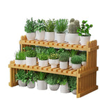 2 Tier Bamboo Plant Stand Flower Pot Rack Indoor Outdoor Patio Garden Shelf - Extra Image