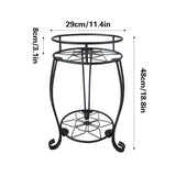 Foldable Plant Stand 2 Tier Metal Flower Shelf for Indoor Outdoor - Side View