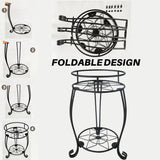 Foldable Plant Stand 2 Tier Metal Flower Shelf for Indoor Outdoor - Top-Down View
