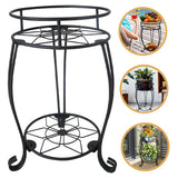 Foldable Plant Stand 2 Tier Metal Flower Shelf for Indoor Outdoor - Rear View