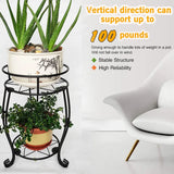Foldable Plant Stand 2 Tier Metal Flower Shelf for Indoor Outdoor - Close-Up Angle