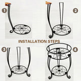 Foldable Plant Stand 2 Tier Metal Flower Shelf for Indoor Outdoor - Extra Image