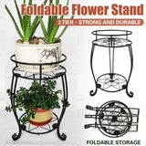 Foldable Plant Stand 2 Tier Metal Flower Shelf for Indoor Outdoor - Extra Image
