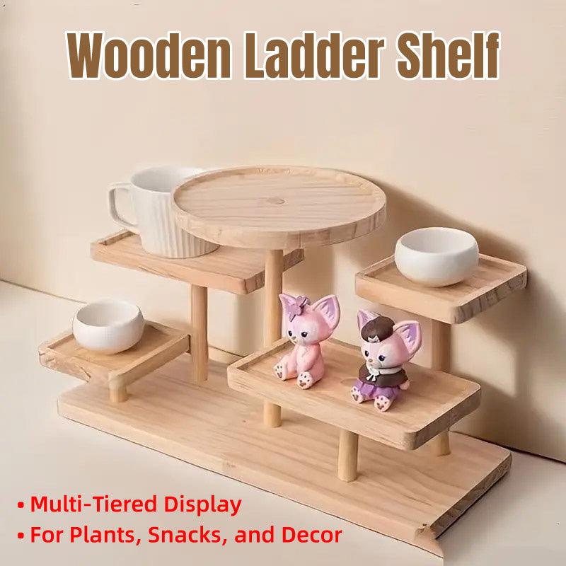 Multi-Tier Wooden Step Shelf Desktop Storage Organizer for Office and Home Use
