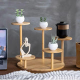 Round Tabletop Flower Stand Balcony Storage Shelf Display Rack Indoor Outdoor - Low Angle
