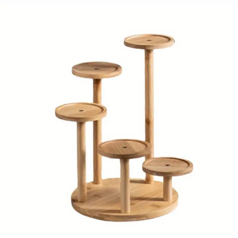 Round Tabletop Flower Stand Balcony Storage Shelf Display Rack Indoor Outdoor