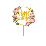 Happy Birthday Anniversary Wedding Cake Flowers Topper Acrylic Party Decorations - NO.13 - Extra Image