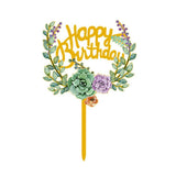 Happy Birthday Anniversary Wedding Cake Flowers Topper Acrylic Party Decorations - NO.09 - Extra Image