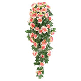 2PCS Artificial Rose Flower Garland Hanging Vine Home Wall Decor Fake Rattan - Red - Close-Up Angle