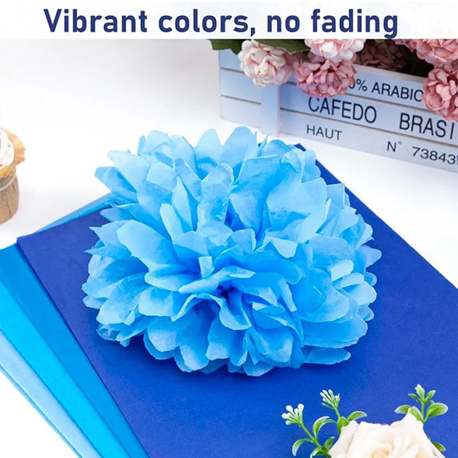 Decorative Paper Flower Balls 10pcs Party Hanging Pom Pom Wedding Event Decor - Blue