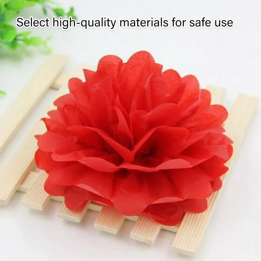 Decorative Paper Flower Balls 10pcs Party Hanging Pom Pom Wedding Event Decor - Blue