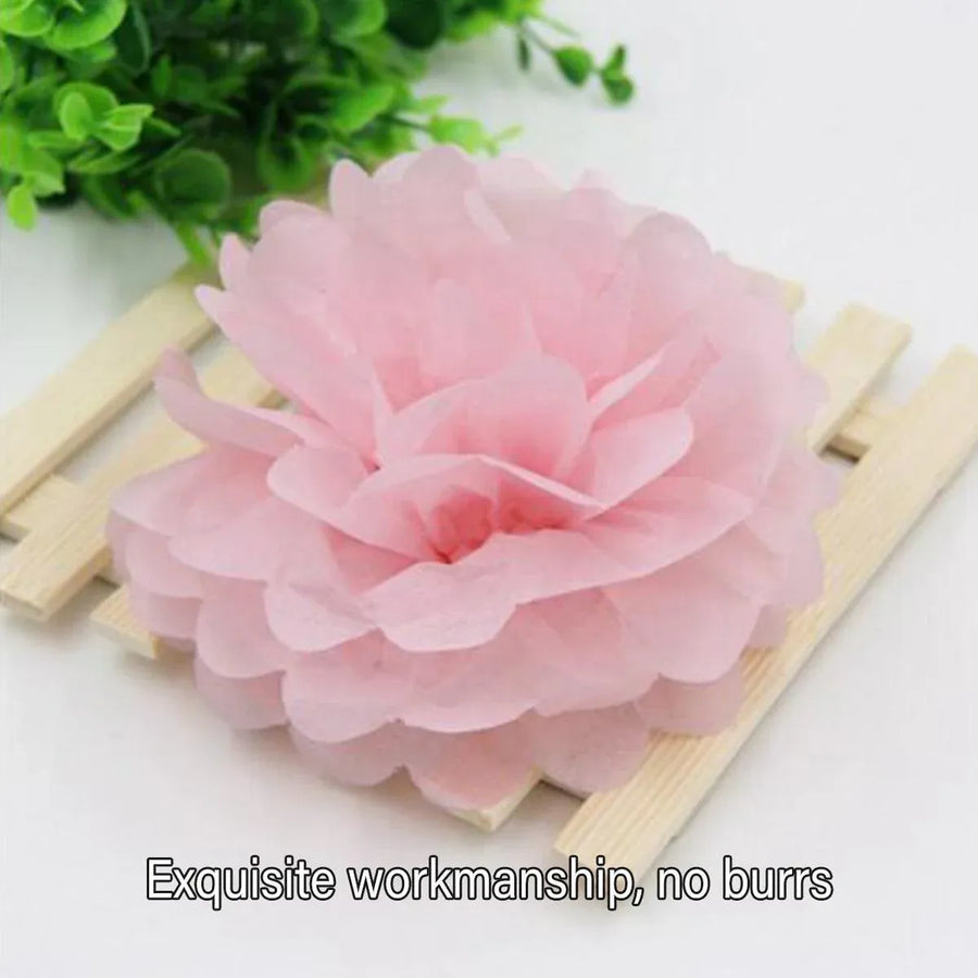 Decorative Paper Flower Balls 10pcs Party Hanging Pom Pom Wedding Event Decor - Blue