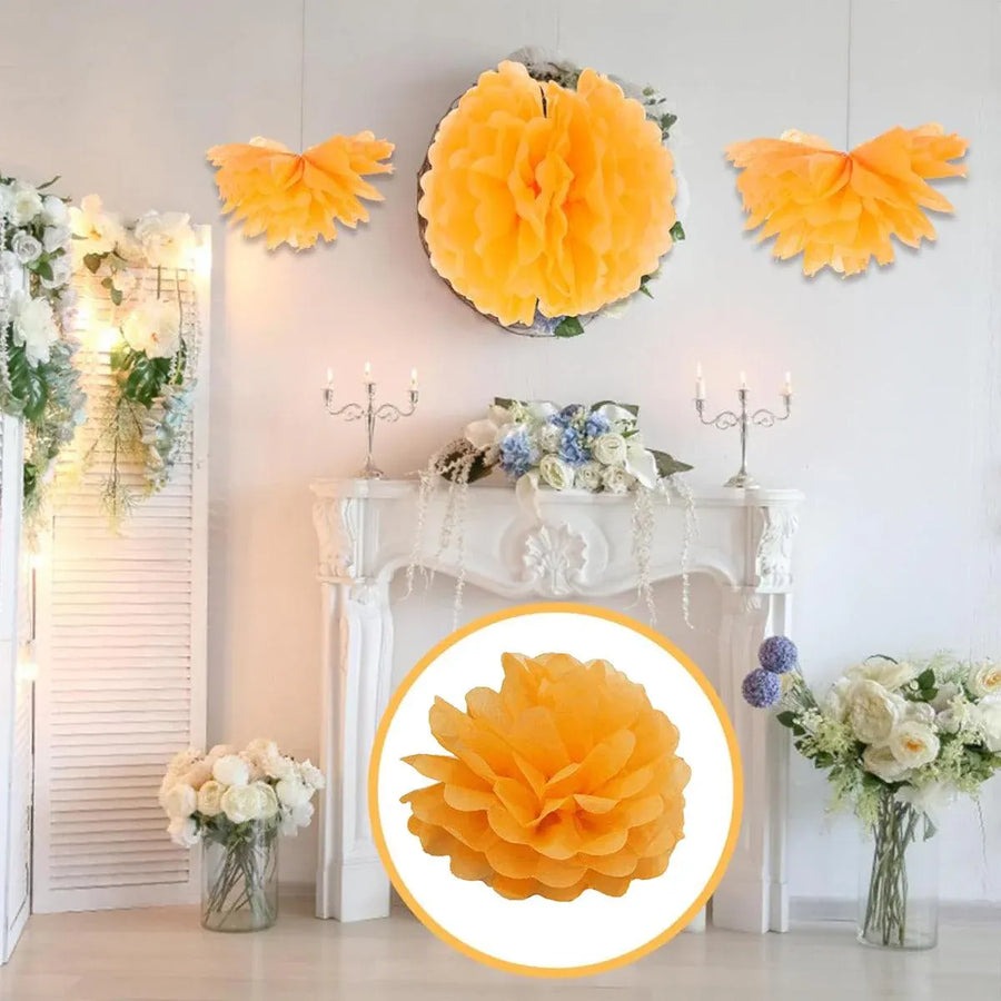 Decorative Paper Flower Balls 10pcs Party Hanging Pom Pom Wedding Event Decor - Blue