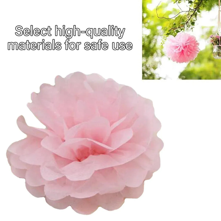 Decorative Paper Flower Balls 10pcs Party Hanging Pom Pom Wedding Event Decor - Blue