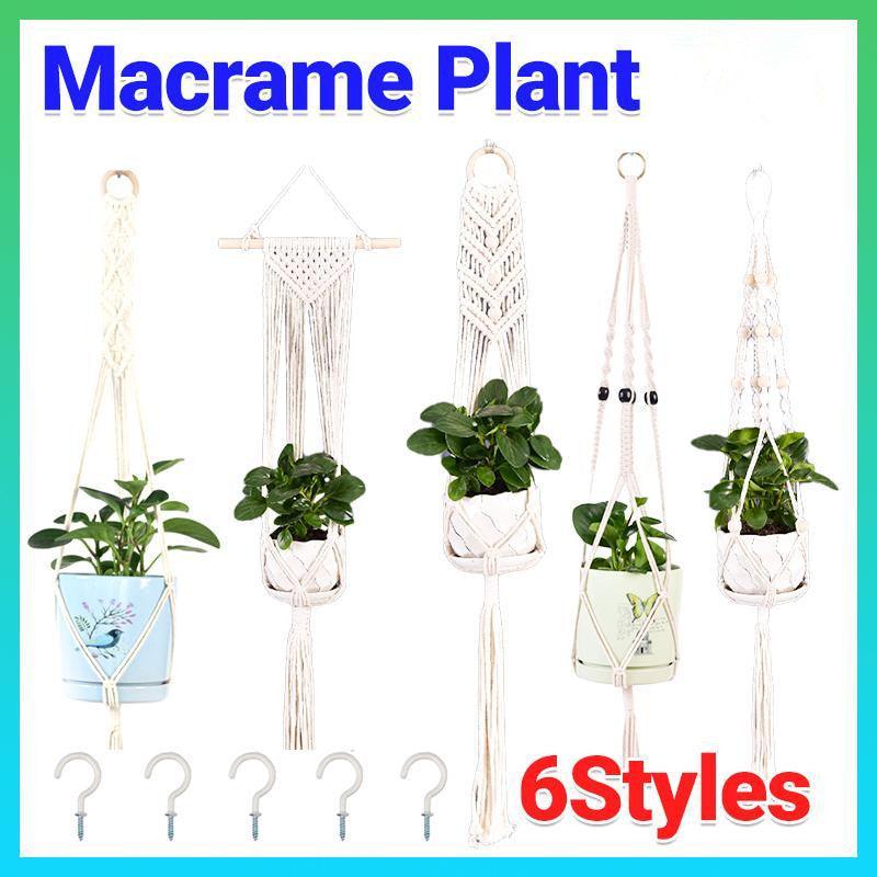 Macrame Plant Flower Pot Holder Hanger Hanging Planter Basket Hemp Rope Braided - #17