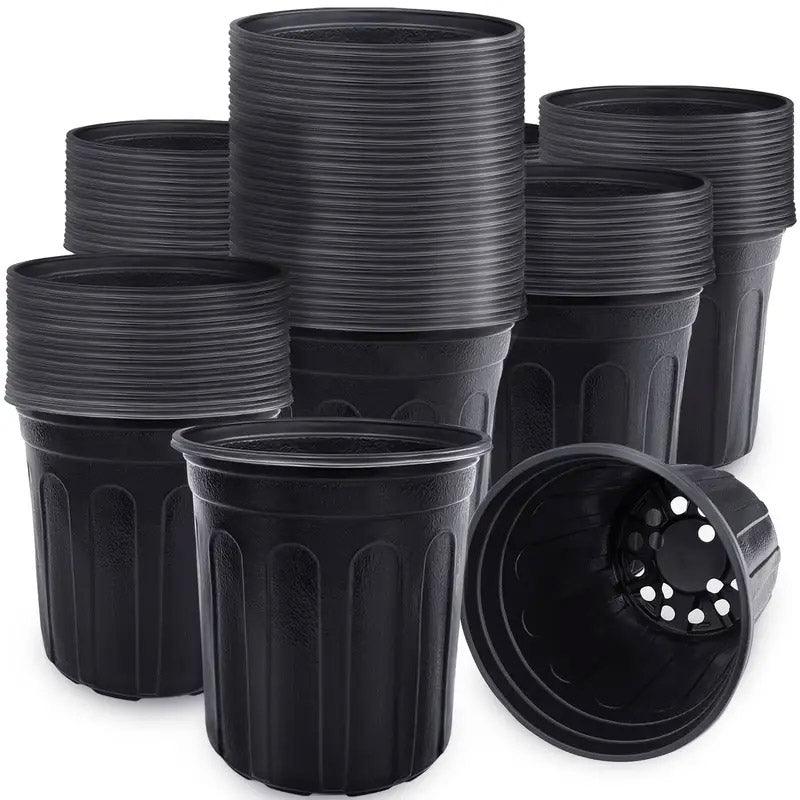 100PCS Black Gallon Soft Plastic Planter Bag Garden Nursery Pot Balcony Grow Bag