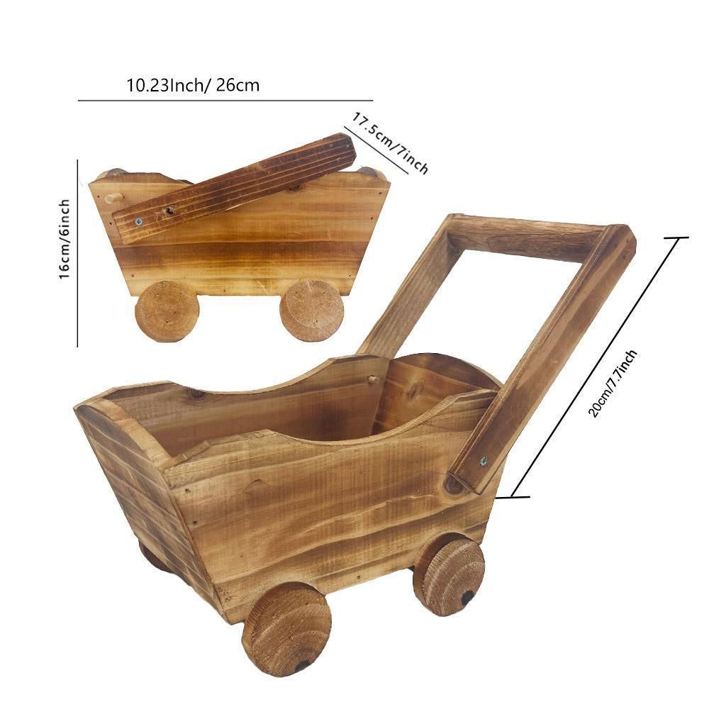 Cartoon Flower Pot Wooden Pot for Plants Cute Car Shape Decorative Planter Pot