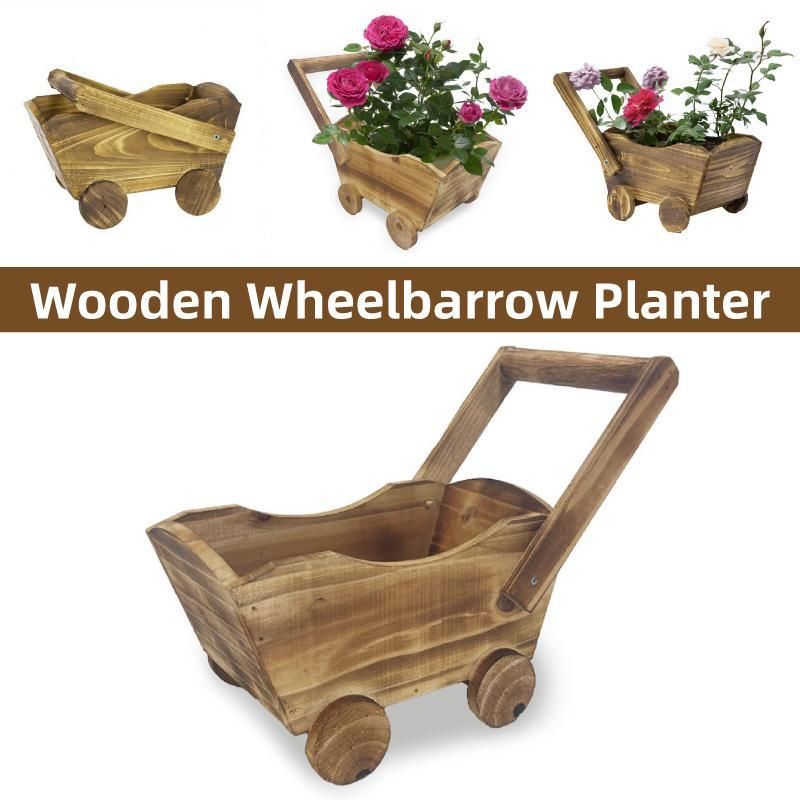 Cartoon Flower Pot Wooden Pot for Plants Cute Car Shape Decorative Planter Pot