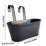 3pcs Double Hooks Hanging Planter Basket for Balcony Fence Outdoor Garden Pots - Side View