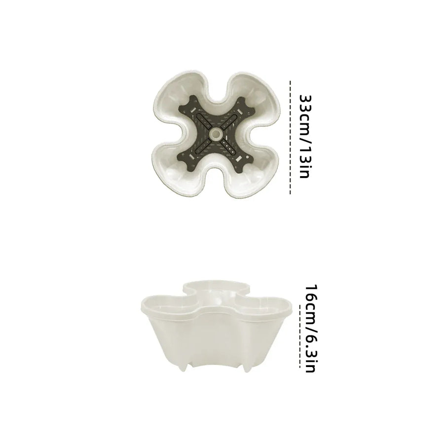 4-Petal 3D Plastic Flower Pot Planter for Indoor Outdoor Plants