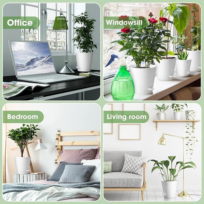 5pcs Self Watering Planter Desktop Plastic Round Planter Auto Suction Lazy Pot - Green