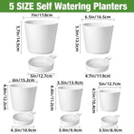 5pcs Self Watering Planter Desktop Plastic Round Planter Auto Suction Lazy Pot - White