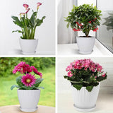 6PCS Simple Plastic Round Plant Pots Vertical Stripes Flower Pot Green Gardening - Green