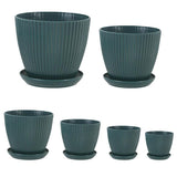 6PCS Simple Plastic Round Plant Pots Vertical Stripes Flower Pot Green Gardening - White - Rear View