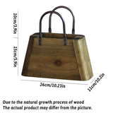 26cm Handbag Shape Flower Pot with Metal Handles Natural Wood - Side View