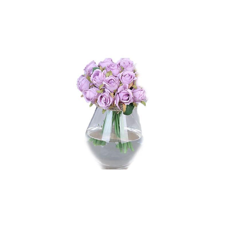 12 Heads Silk Rose Artificial Flowers Fake Bouquet - Champagne