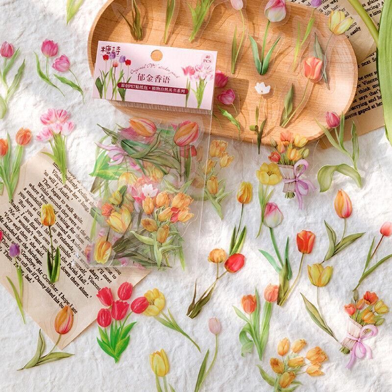 Scrapbooking Flower Stickers Pet Transparent Sticker - A