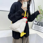 Womens Cute Plush Shoulder Bag Creative Crossbody Girls Messenger Bag - Grey