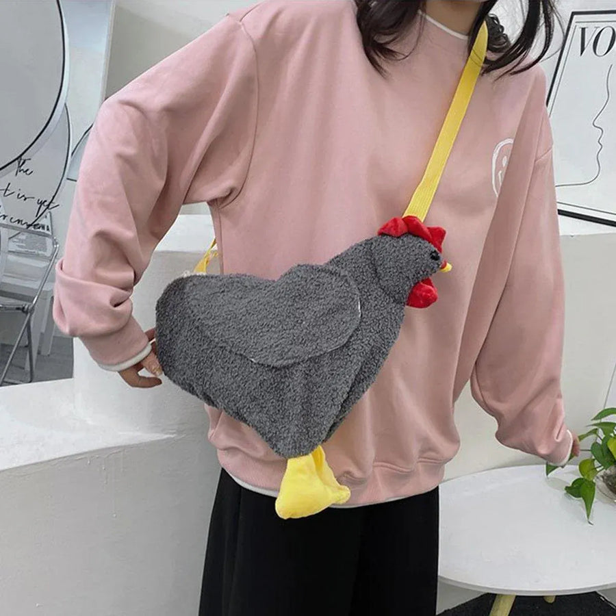 Womens Cute Plush Shoulder Bag Creative Crossbody Girls Messenger Bag - Grey
