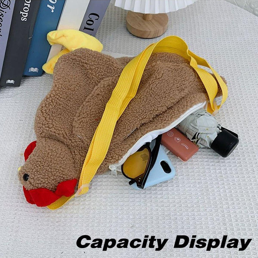 Womens Cute Plush Shoulder Bag Creative Crossbody Girls Messenger Bag - Khaki