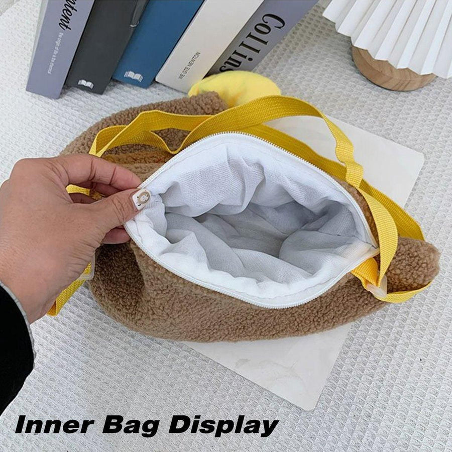 Womens Cute Plush Shoulder Bag Creative Crossbody Girls Messenger Bag - Khaki