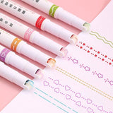 6PCS Dual Tip Line Drawing Pens – Fun Patterned Colour Markers Set - Close-Up Angle