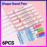 6PCS Dual Tip Line Drawing Pens – Fun Patterned Colour Markers Set