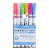 6PCS Dual Tip Line Drawing Pens – Fun Patterned Colour Markers Set - Side View