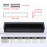 Hidden Recessed Cabinet Handle 120mm 200mm Slotted Drawer Door Pull Furniture - Black-120mm - Side View