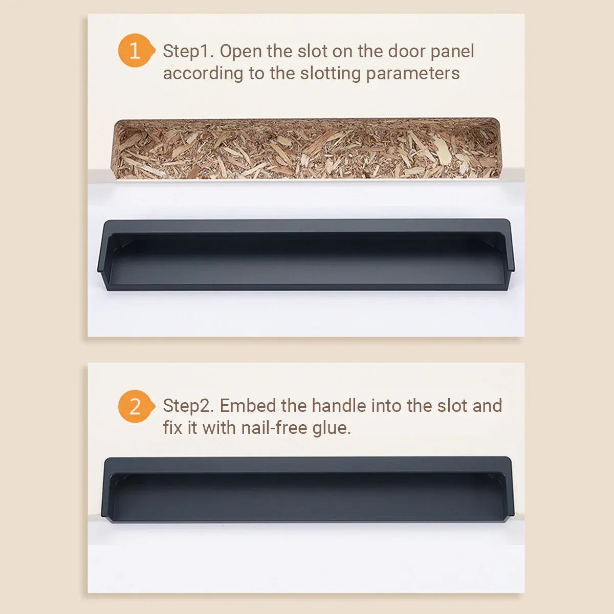 Hidden Recessed Cabinet Handle 120mm 200mm Slotted Drawer Door Pull Furniture - Grey-200mm