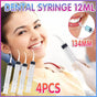 4Pcs Dental Syringe 12Ml Disposable Oral Irrigation Curved Tip Elbow Lab