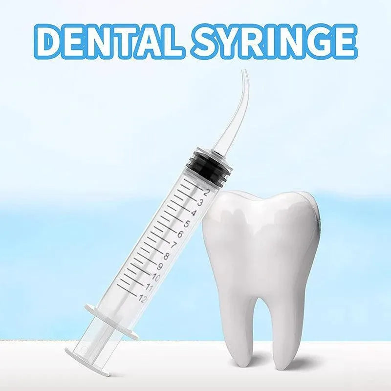 4Pcs Dental Syringe 12Ml Disposable Oral Irrigation Curved Tip Elbow Lab