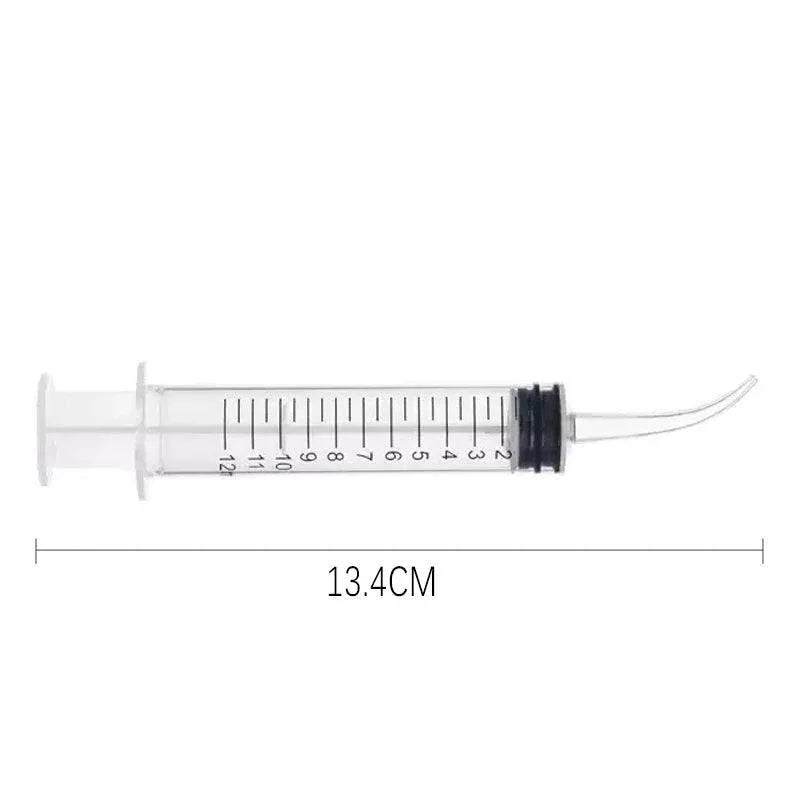 4Pcs Dental Syringe 12Ml Disposable Oral Irrigation Curved Tip Elbow Lab