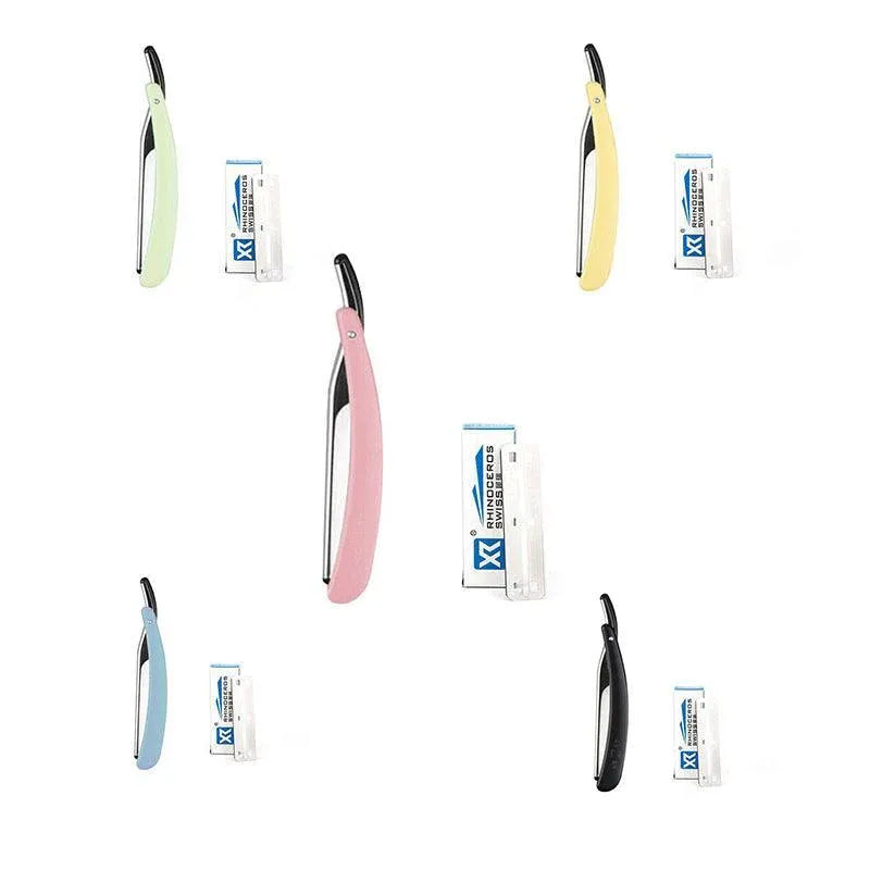 Old Shaver Razor Eyebrow Knife Folding Manual Shaver Holder Home Salon Tool Au - Blue+10PCS Blades