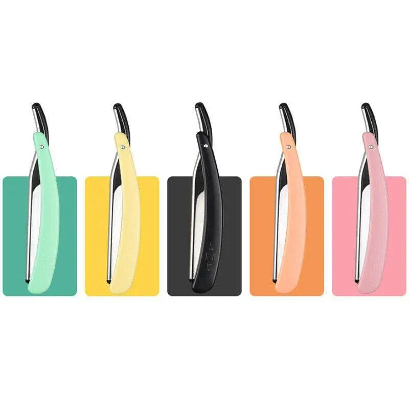 Old Shaver Razor Eyebrow Knife Folding Manual Shaver Holder Home Salon Tool Au - Blue+10PCS Blades