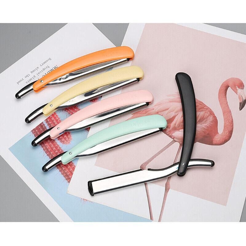 Old Shaver Razor Eyebrow Knife Folding Manual Shaver Holder Home Salon Tool Au - Blue+10PCS Blades